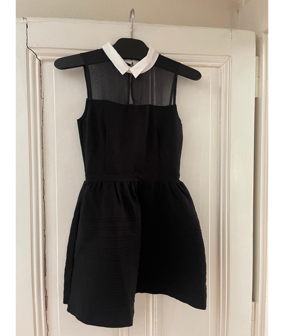 MAJE Черное хлопко-эластановое коктейльное платье, фото 8