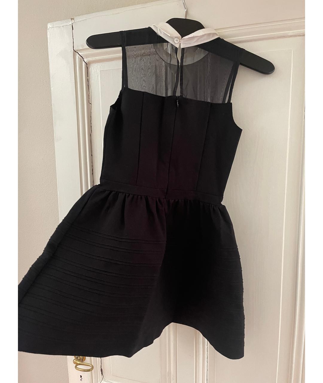 MAJE Черное хлопко-эластановое коктейльное платье, фото 2