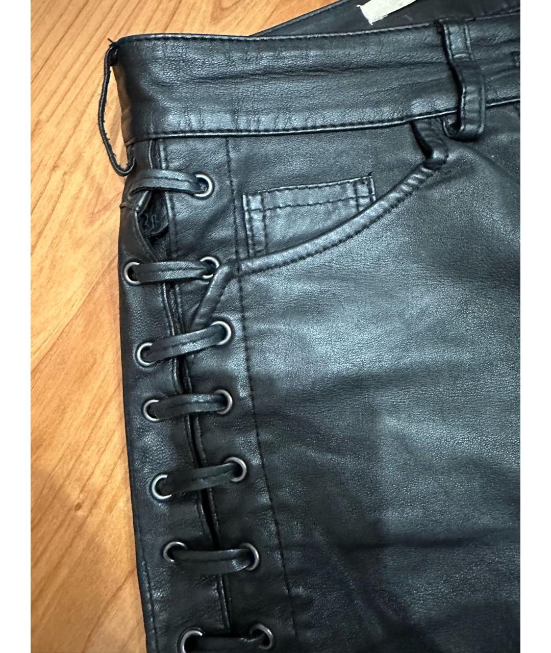 ISABEL MARANT Черные кожаные прямые брюки, фото 4