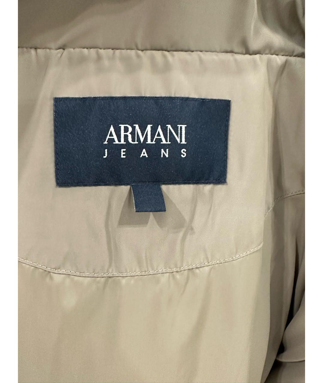 ARMANI JEANS Бежевая полиэстеровая куртка, фото 3