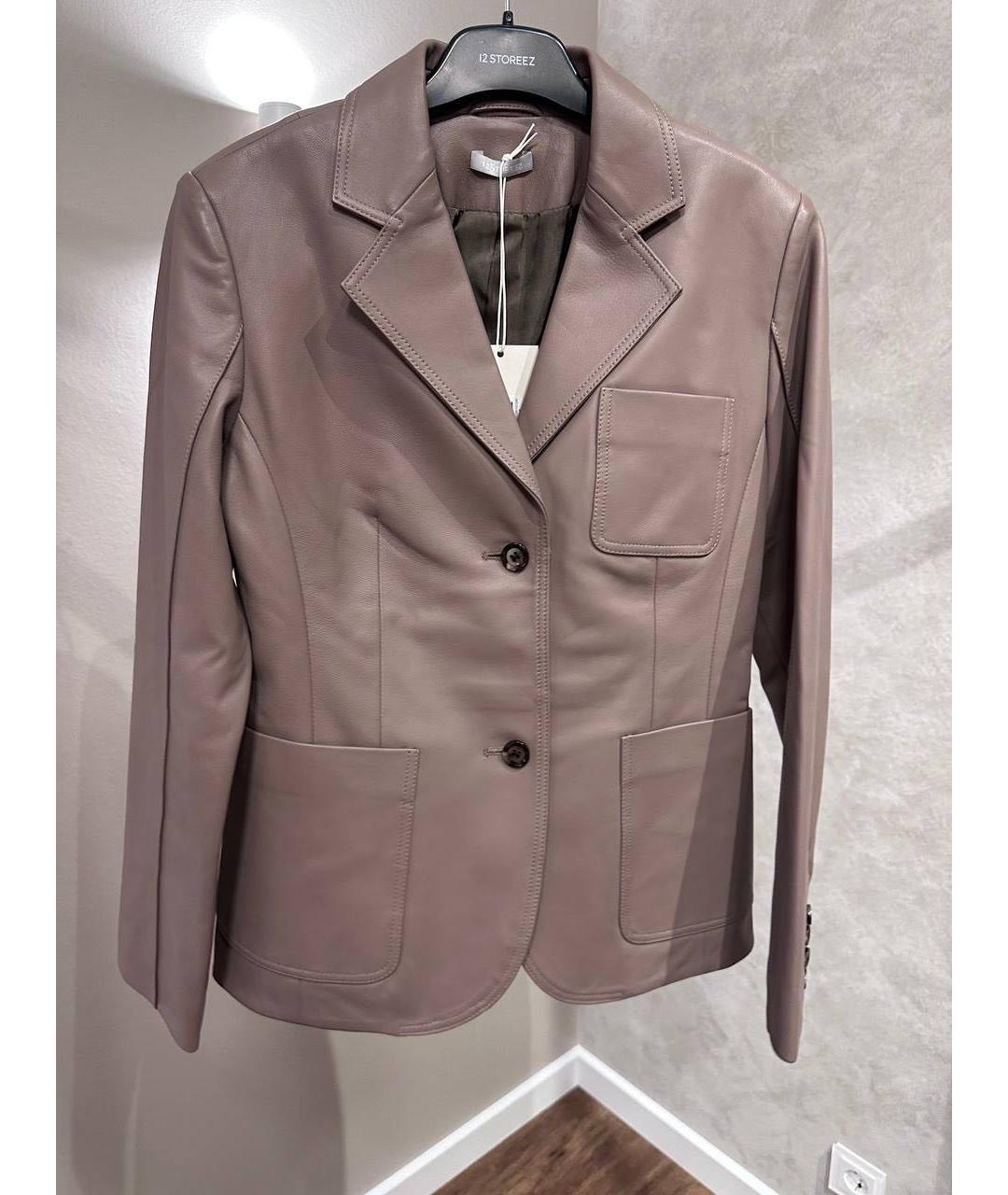 12 STOREEZ Бежевый кожаный жакет/пиджак, фото 5