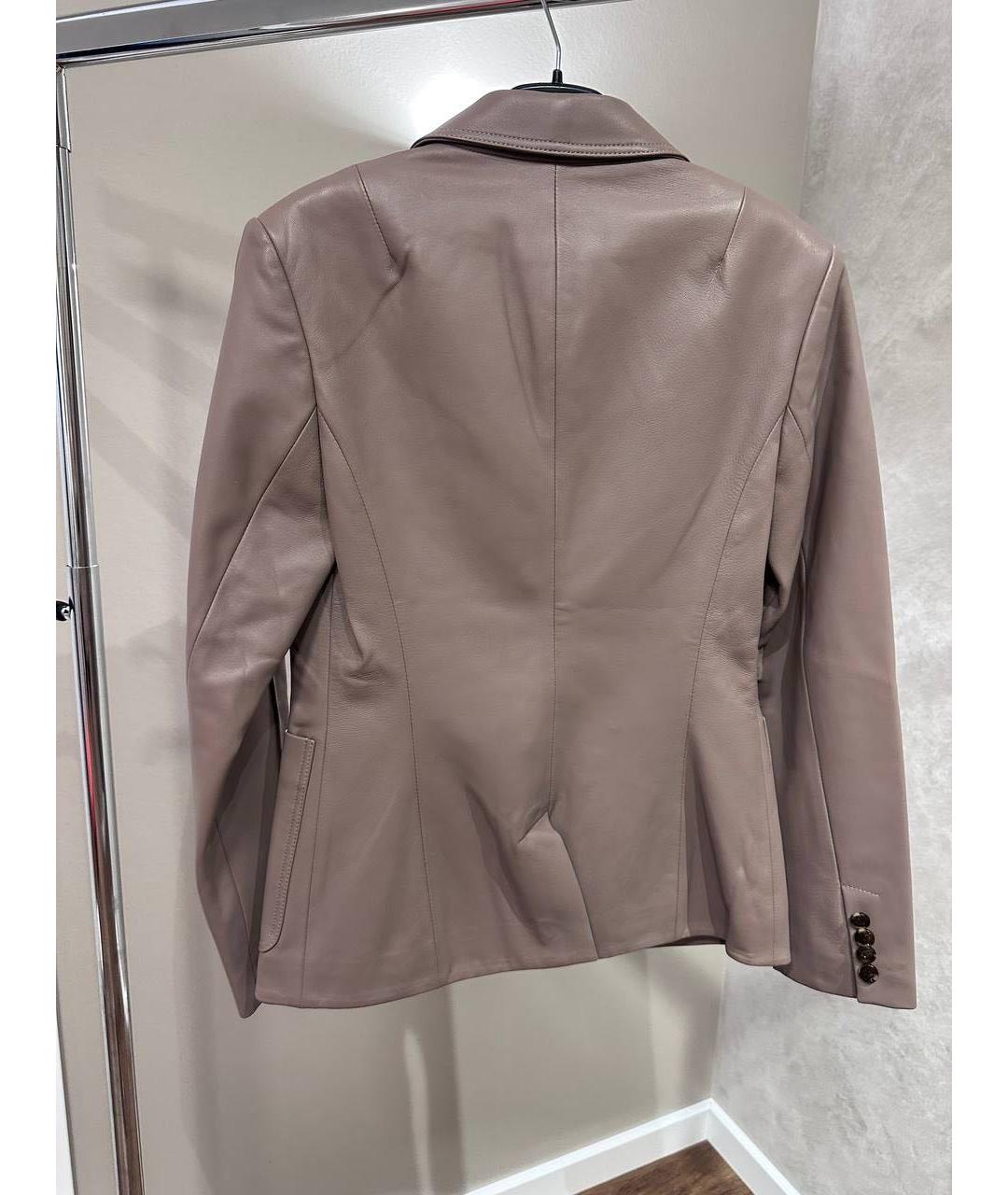 12 STOREEZ Бежевый кожаный жакет/пиджак, фото 2