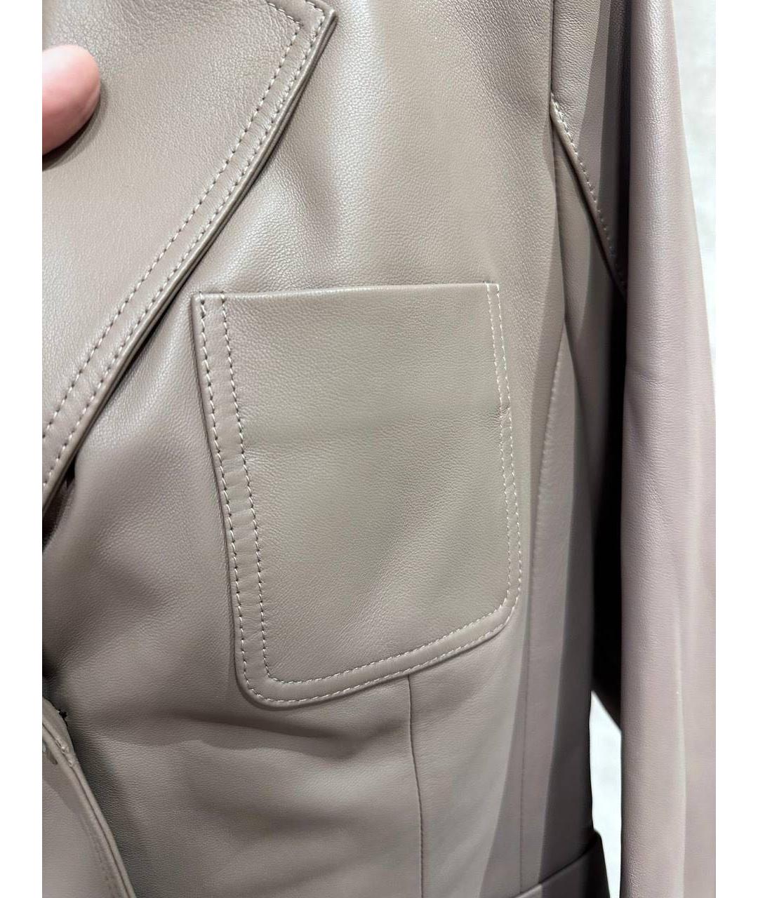 12 STOREEZ Бежевый кожаный жакет/пиджак, фото 3