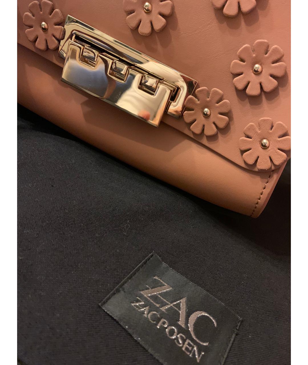 ZAC ZAC POSEN Бежевая кожаная сумка с короткими ручками, фото 7