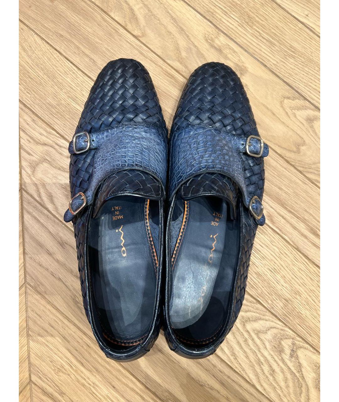 SANTONI Темно-синие кожаные туфли, фото 3