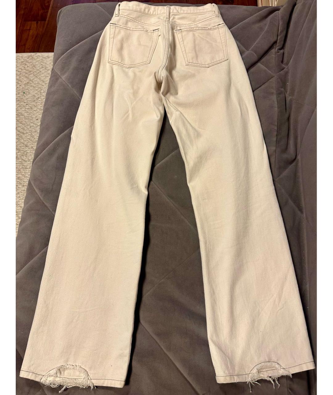 3X1 Бежевые хлопковые прямые джинсы, фото 2