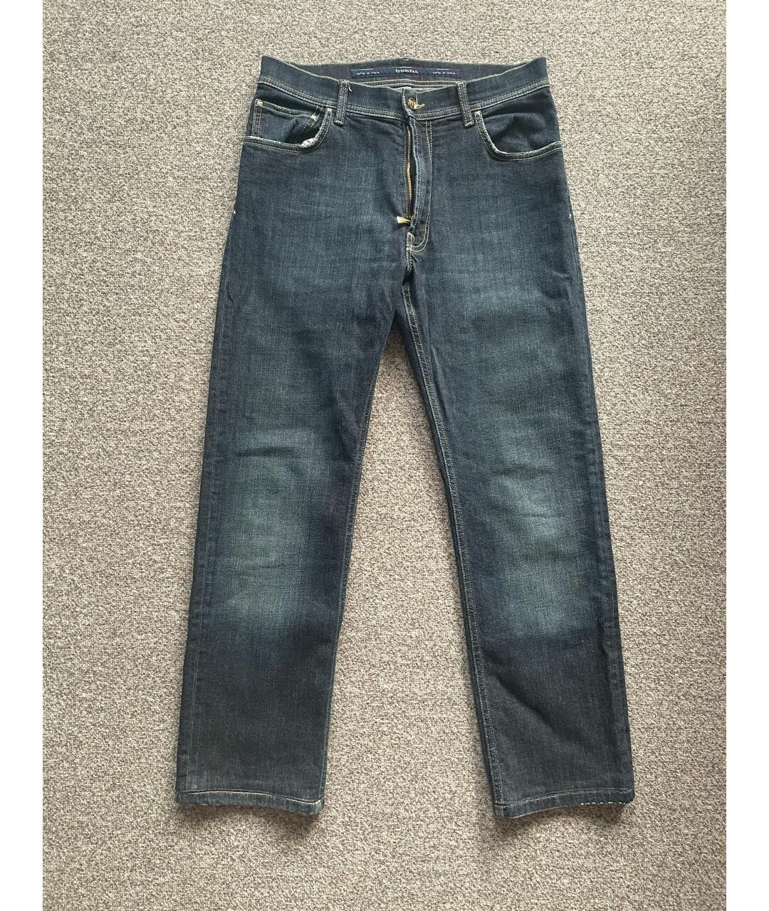 STEFANO RICCI Темно-синие хлопковые прямые джинсы, фото 5
