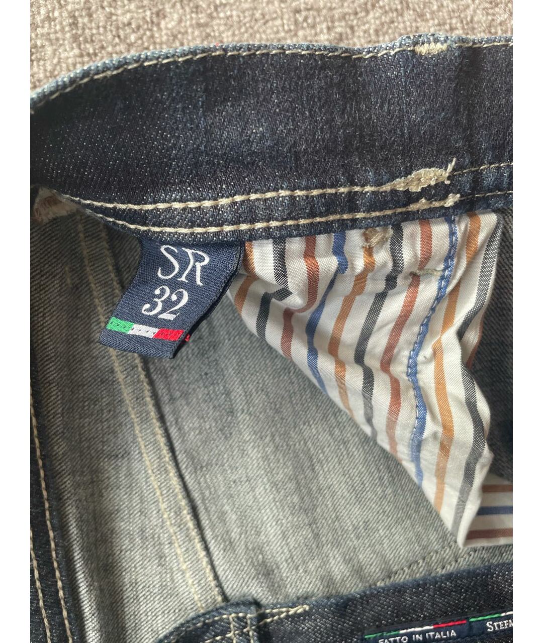 STEFANO RICCI Темно-синие хлопковые прямые джинсы, фото 3