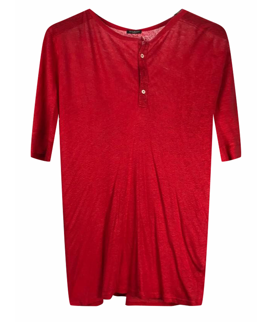 BALMAIN Красная хлопко-леновая футболка, фото 1