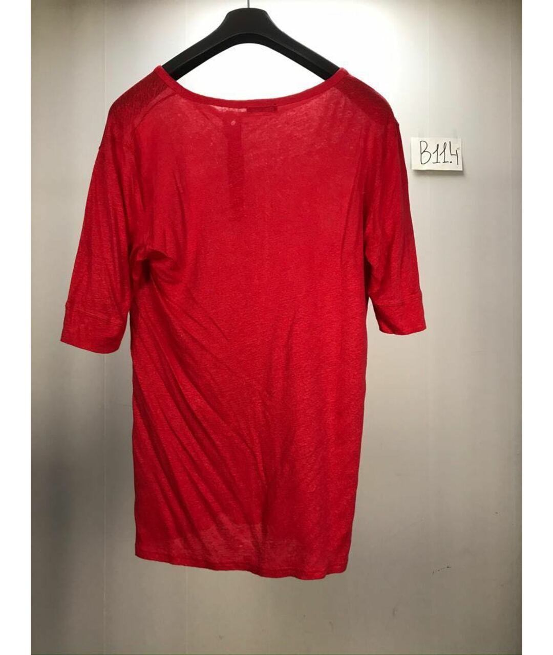 BALMAIN Красная хлопко-леновая футболка, фото 2