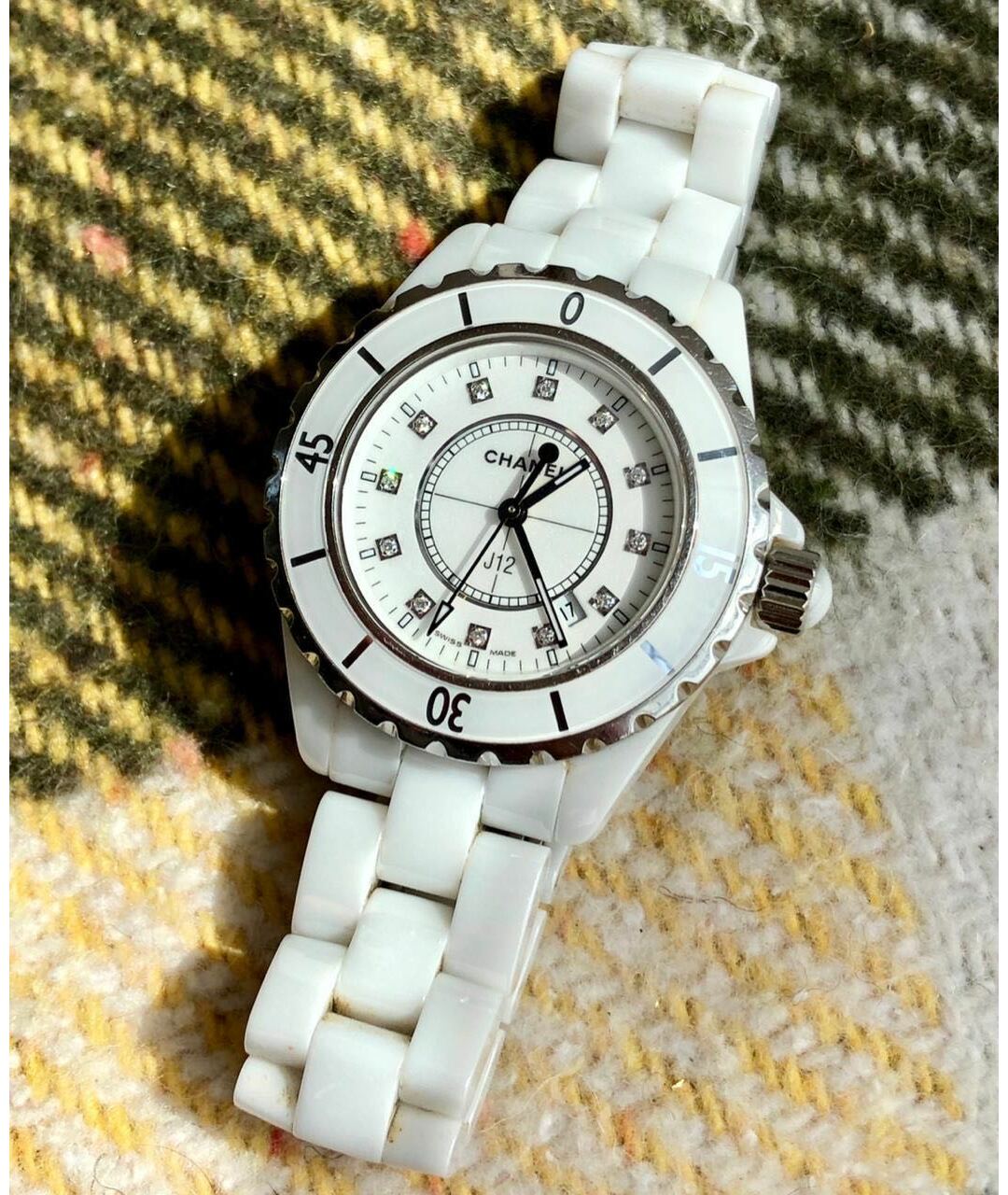 CHANEL PRE-OWNED Белые керамические часы, фото 9