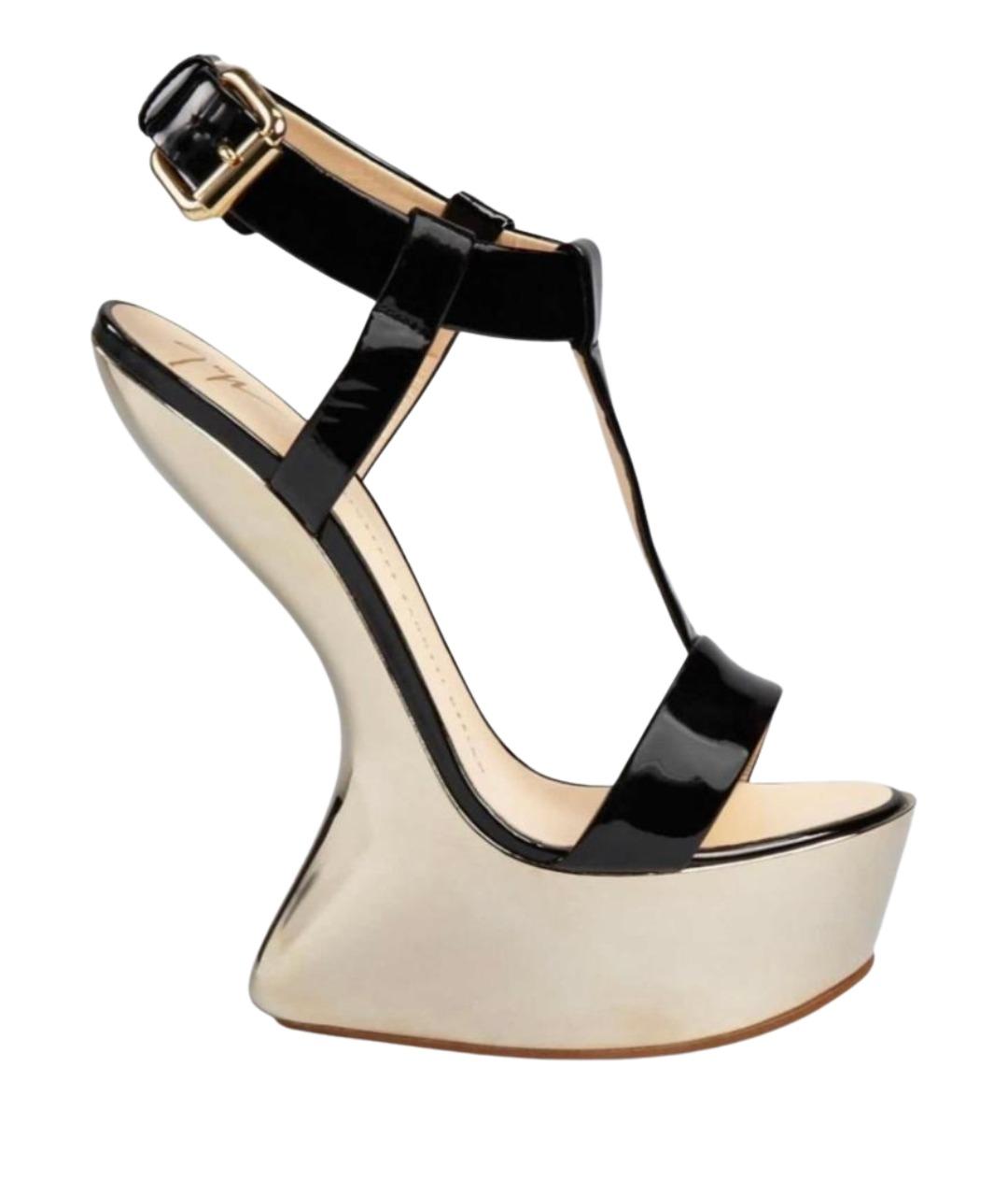 GIUSEPPE ZANOTTI DESIGN Черные кожаные босоножки, фото 1