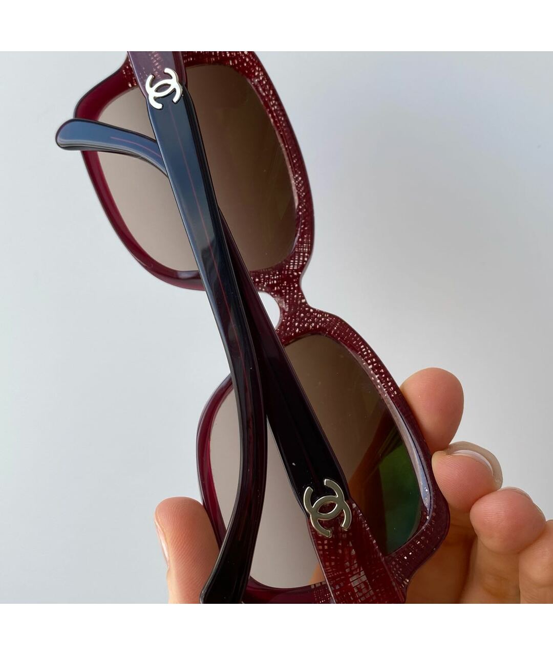 CHANEL PRE-OWNED Бордовые солнцезащитные очки, фото 3
