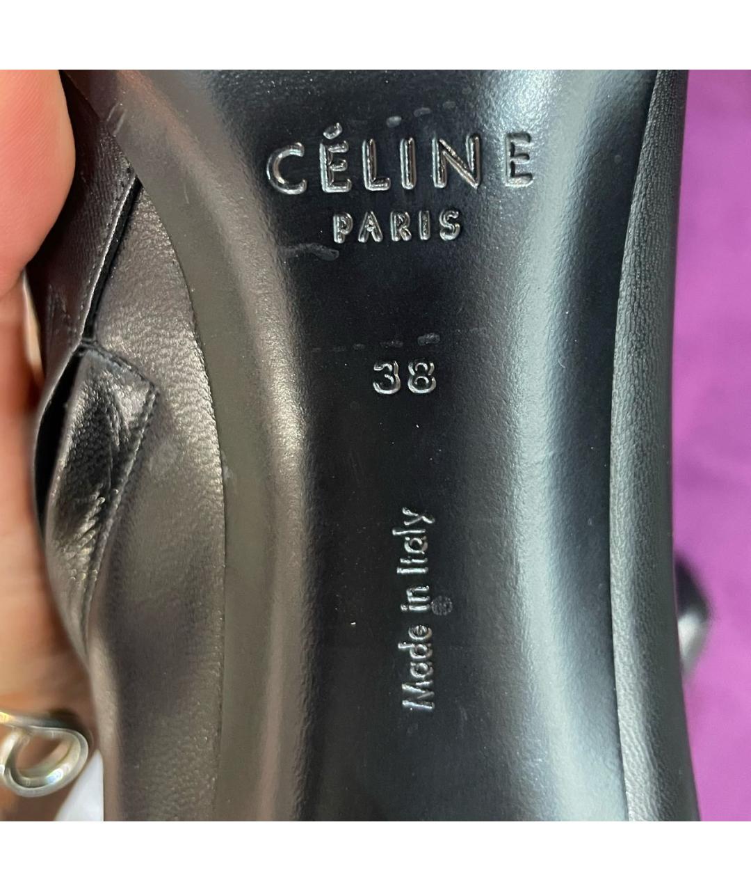 CELINE Черные кожаные ботильоны, фото 6