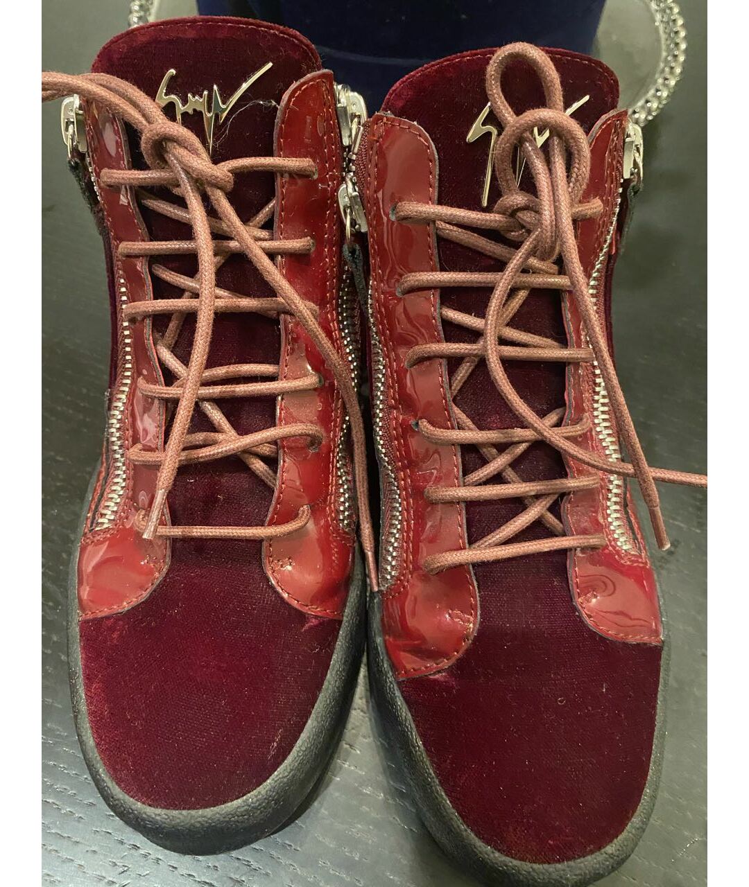 GIUSEPPE ZANOTTI DESIGN Бордовые ботинки из лакированной кожи, фото 5
