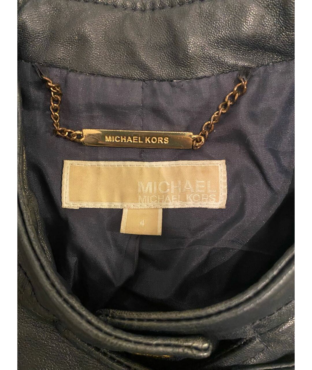 MICHAEL MICHAEL KORS Темно-синяя кожаная куртка, фото 3