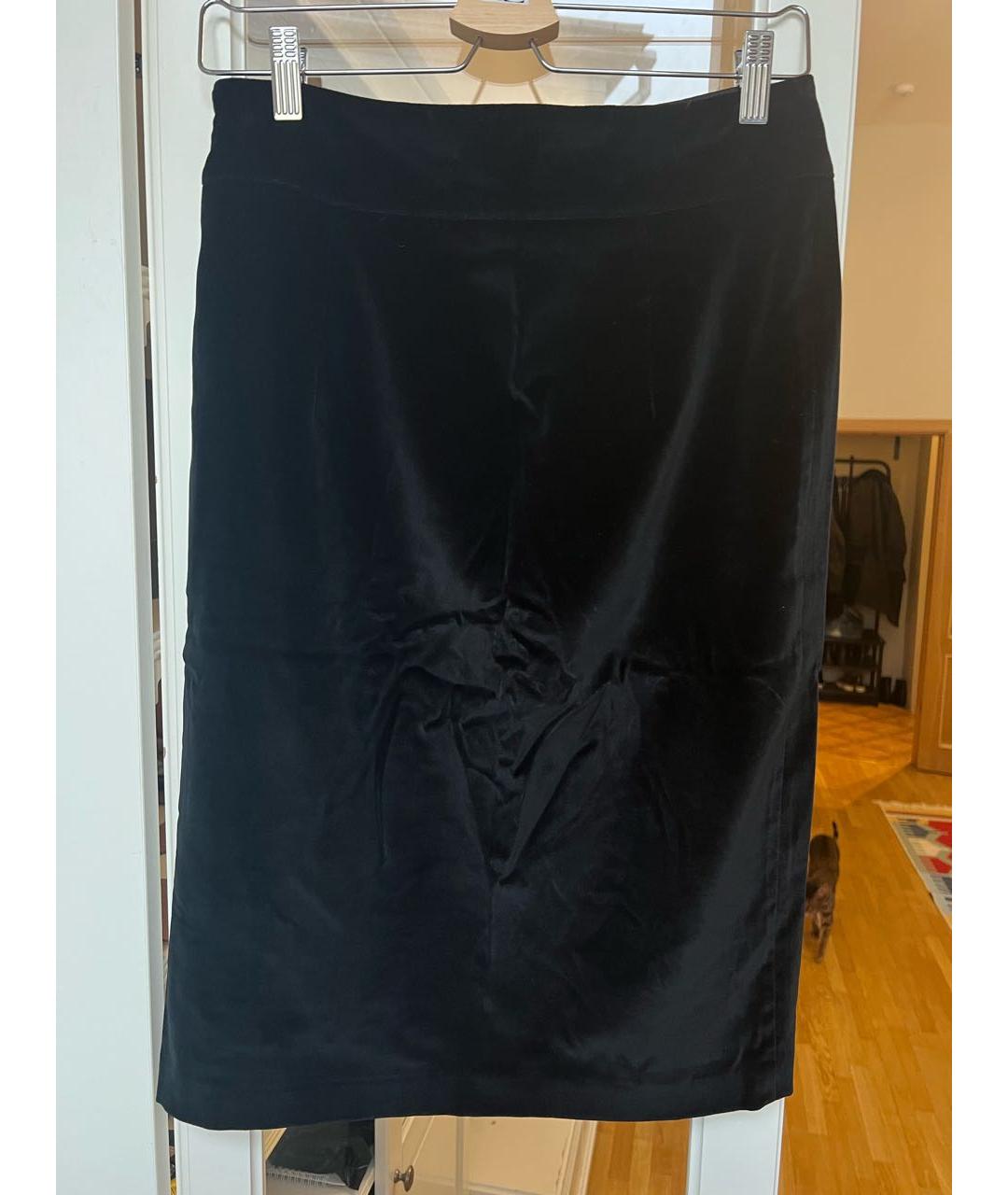 RED VALENTINO Черная бархатная юбка миди, фото 2
