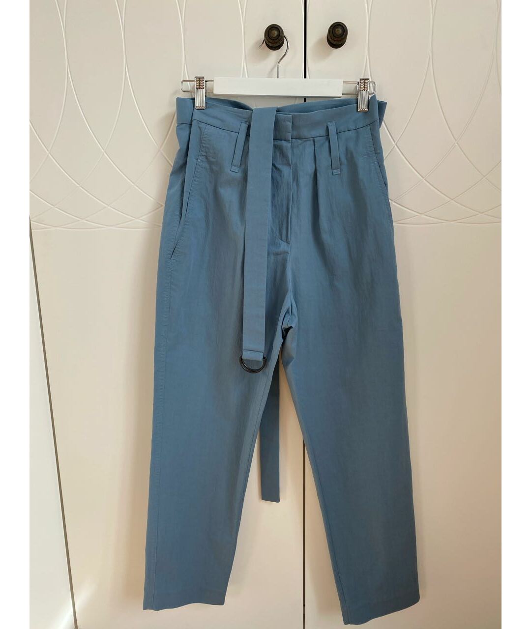 BRUNELLO CUCINELLI Голубые хлопковые прямые брюки, фото 5