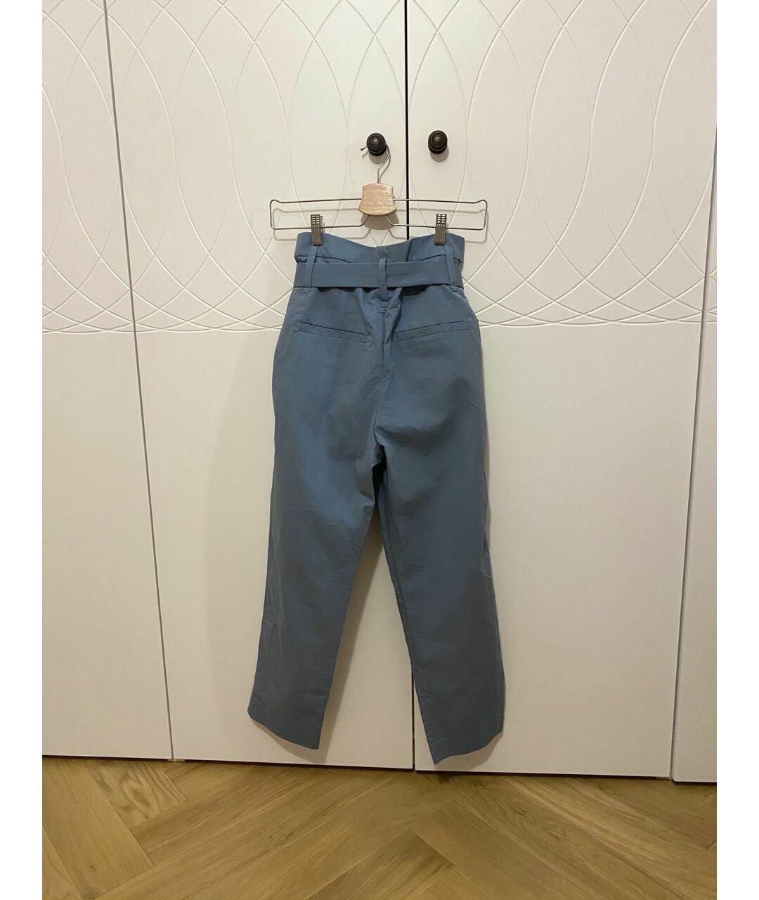BRUNELLO CUCINELLI Голубые хлопковые прямые брюки, фото 2