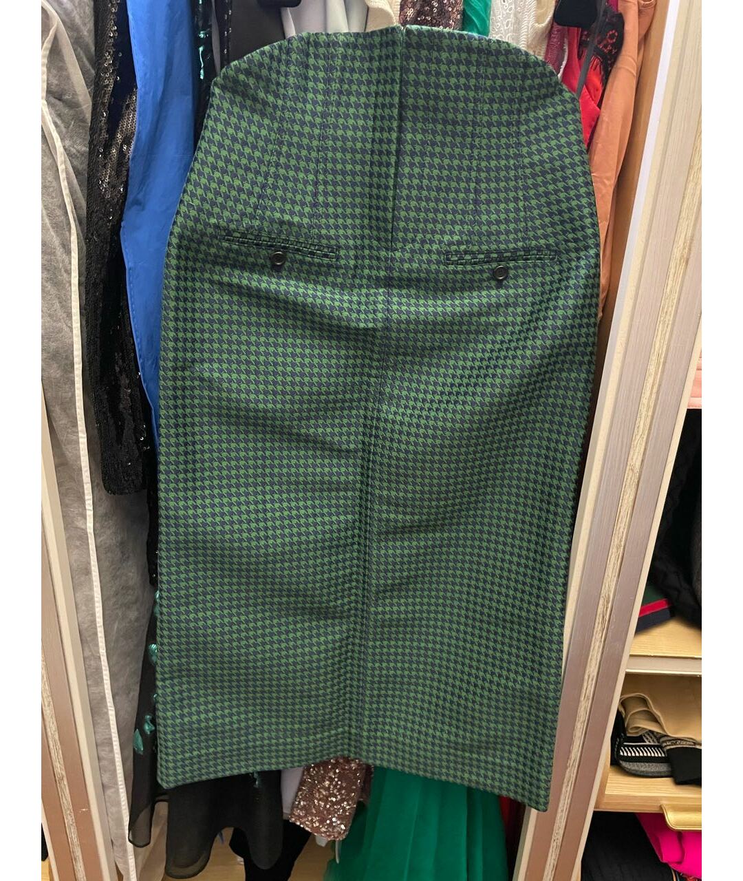 Pushbutton Зеленая полиуретановая юбка миди, фото 9