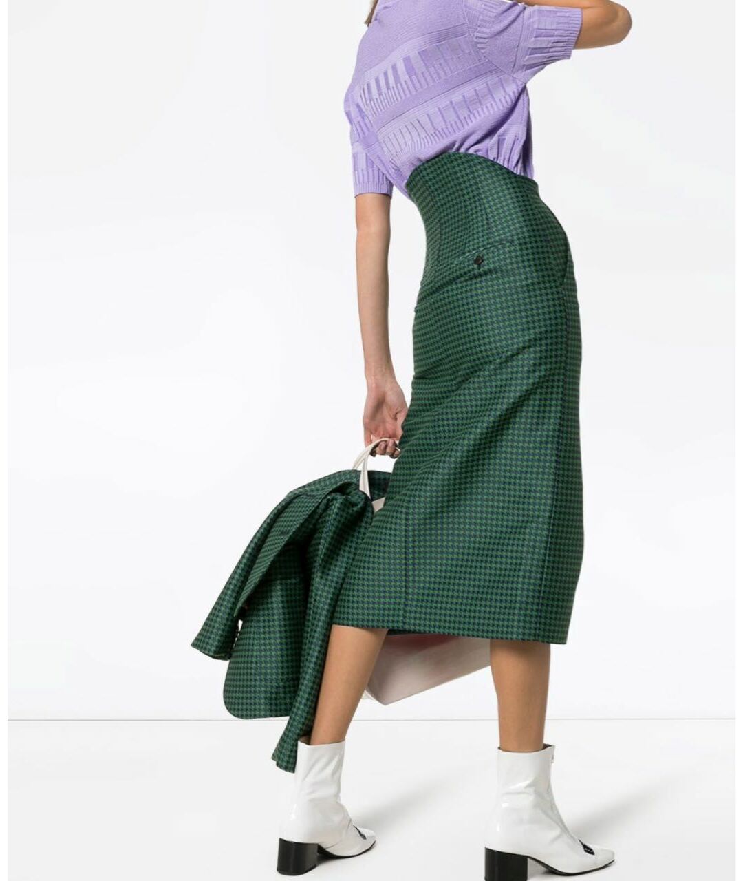 Pushbutton Зеленая полиуретановая юбка миди, фото 7