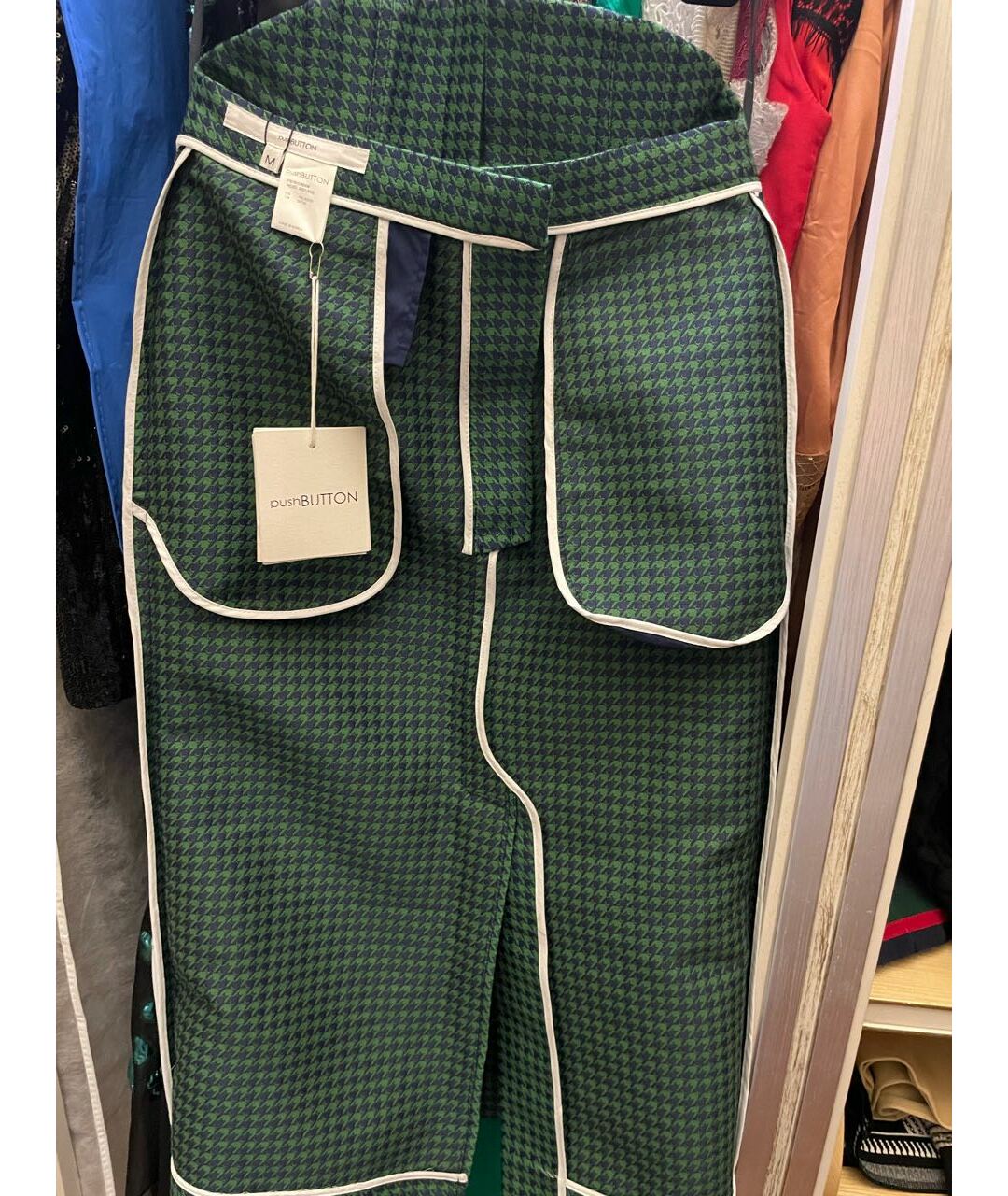Pushbutton Зеленая полиуретановая юбка миди, фото 3