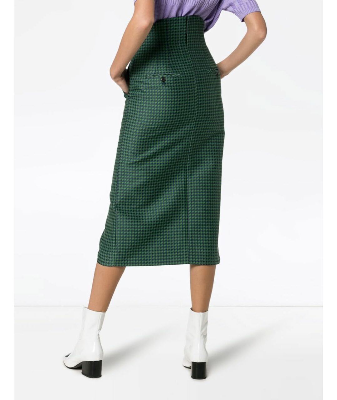 Pushbutton Зеленая полиуретановая юбка миди, фото 8