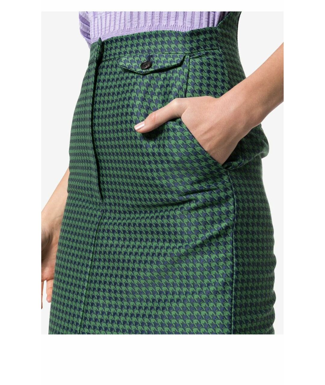 Pushbutton Зеленая полиуретановая юбка миди, фото 5
