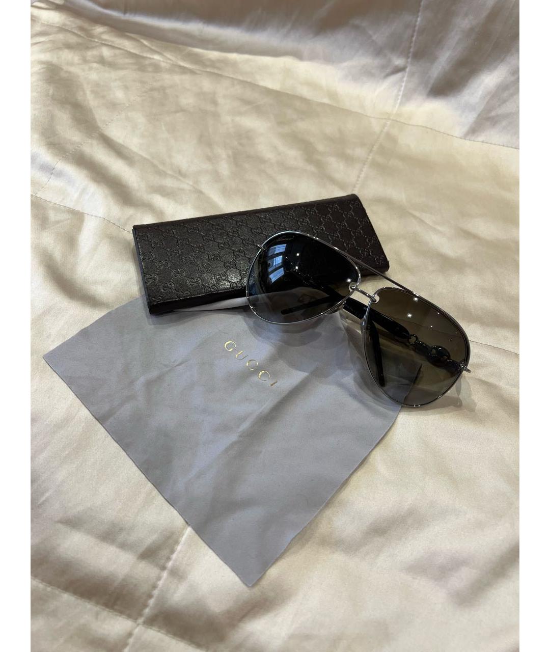 GUCCI Серебряные металлические солнцезащитные очки, фото 6
