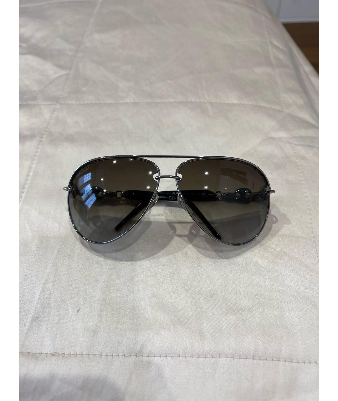 GUCCI Серебряные металлические солнцезащитные очки, фото 9