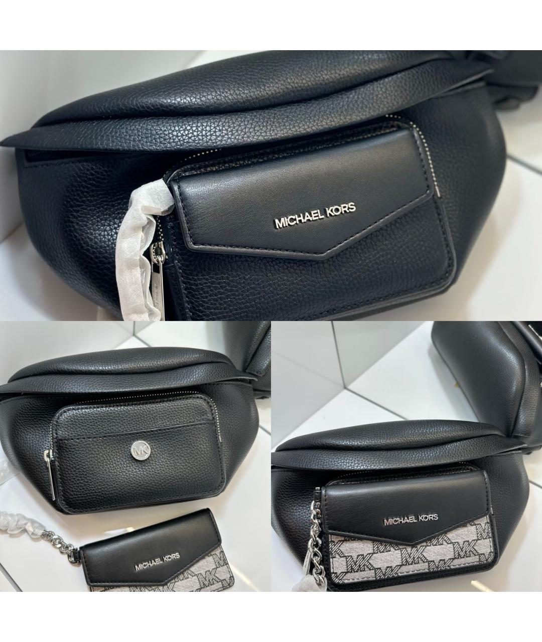 MICHAEL KORS Черная кожаная поясная сумка, фото 3