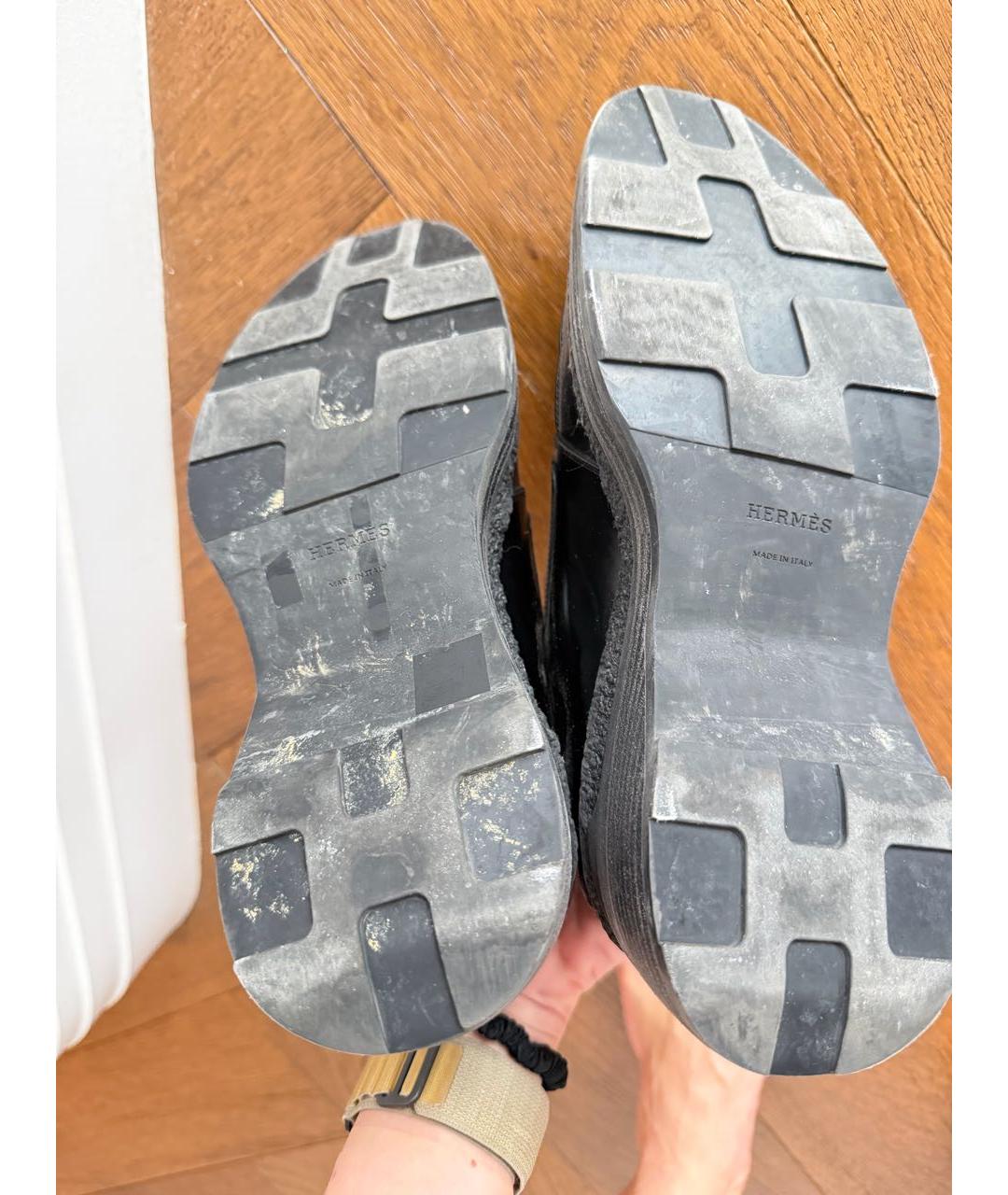 HERMES Черные кожаные брогги и оксфорды, фото 5