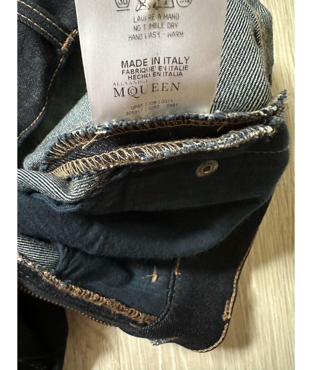 ALEXANDER MCQUEEN Темно-синие хлопковые прямые джинсы, фото 5