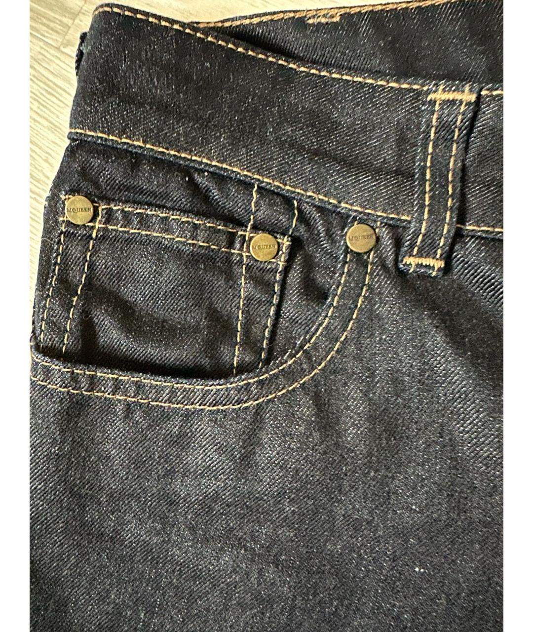 ALEXANDER MCQUEEN Темно-синие хлопковые прямые джинсы, фото 4