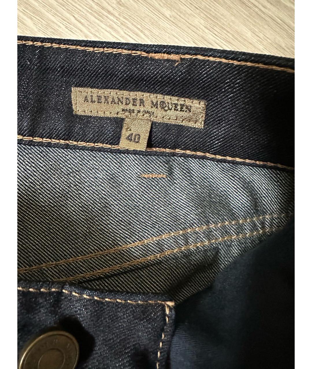 ALEXANDER MCQUEEN Темно-синие хлопковые прямые джинсы, фото 3