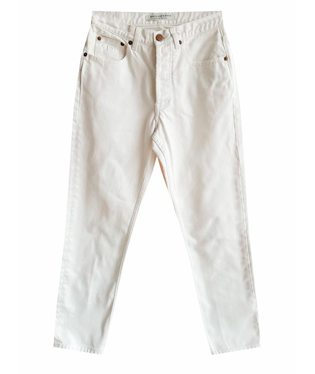 PHILOSOPHY DI LORENZO SERAFINI Белые хлопковые прямые джинсы, фото 1