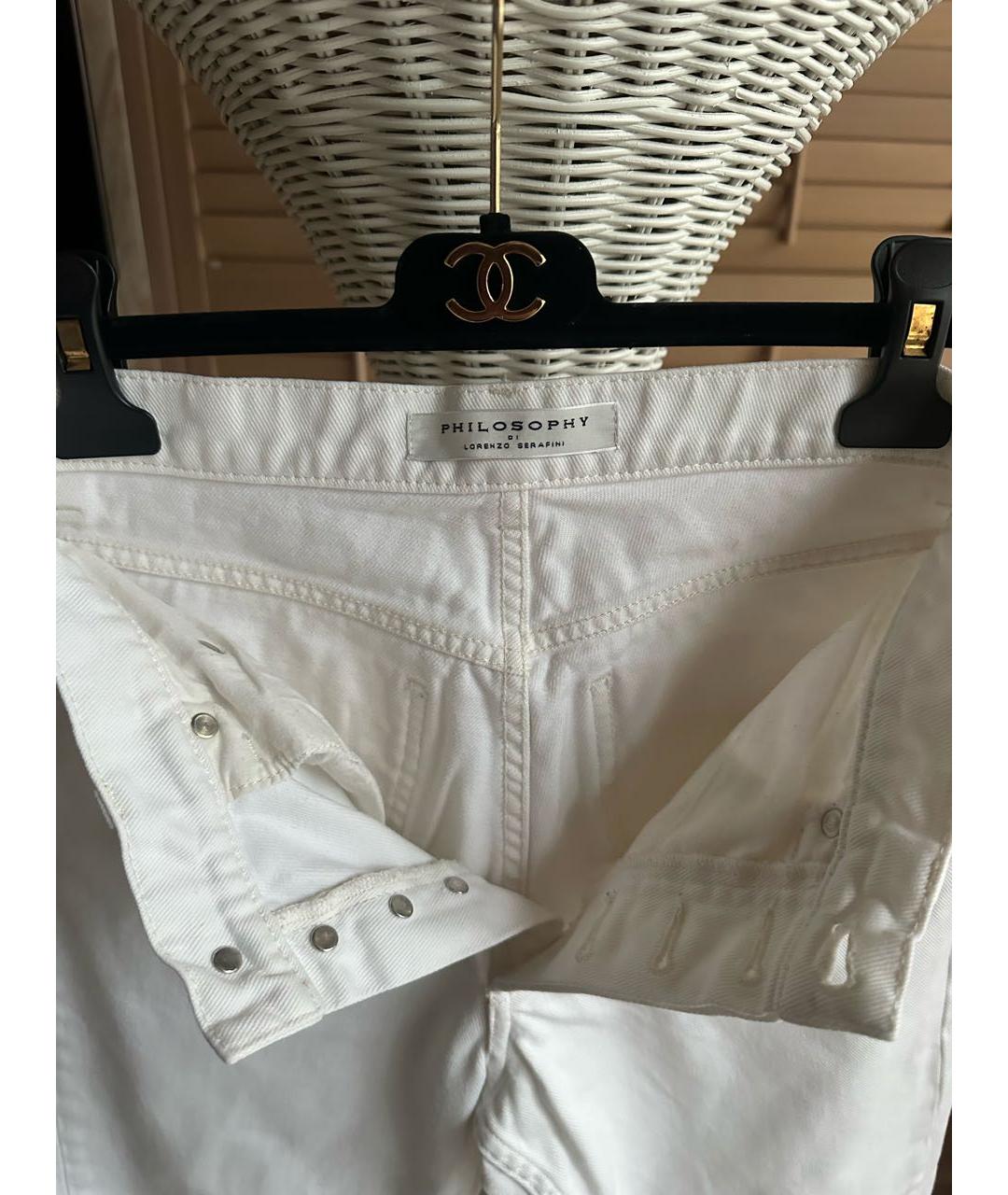 PHILOSOPHY DI LORENZO SERAFINI Белые хлопковые прямые джинсы, фото 3