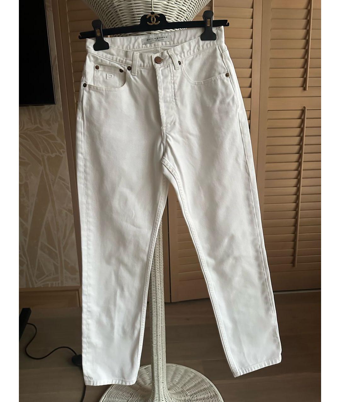 PHILOSOPHY DI LORENZO SERAFINI Белые хлопковые прямые джинсы, фото 7