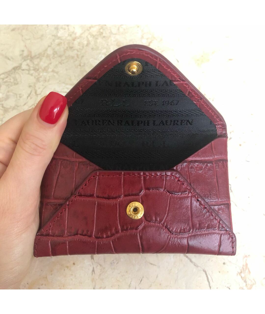 RALPH LAUREN Бордовый кожаный кошелек, фото 4