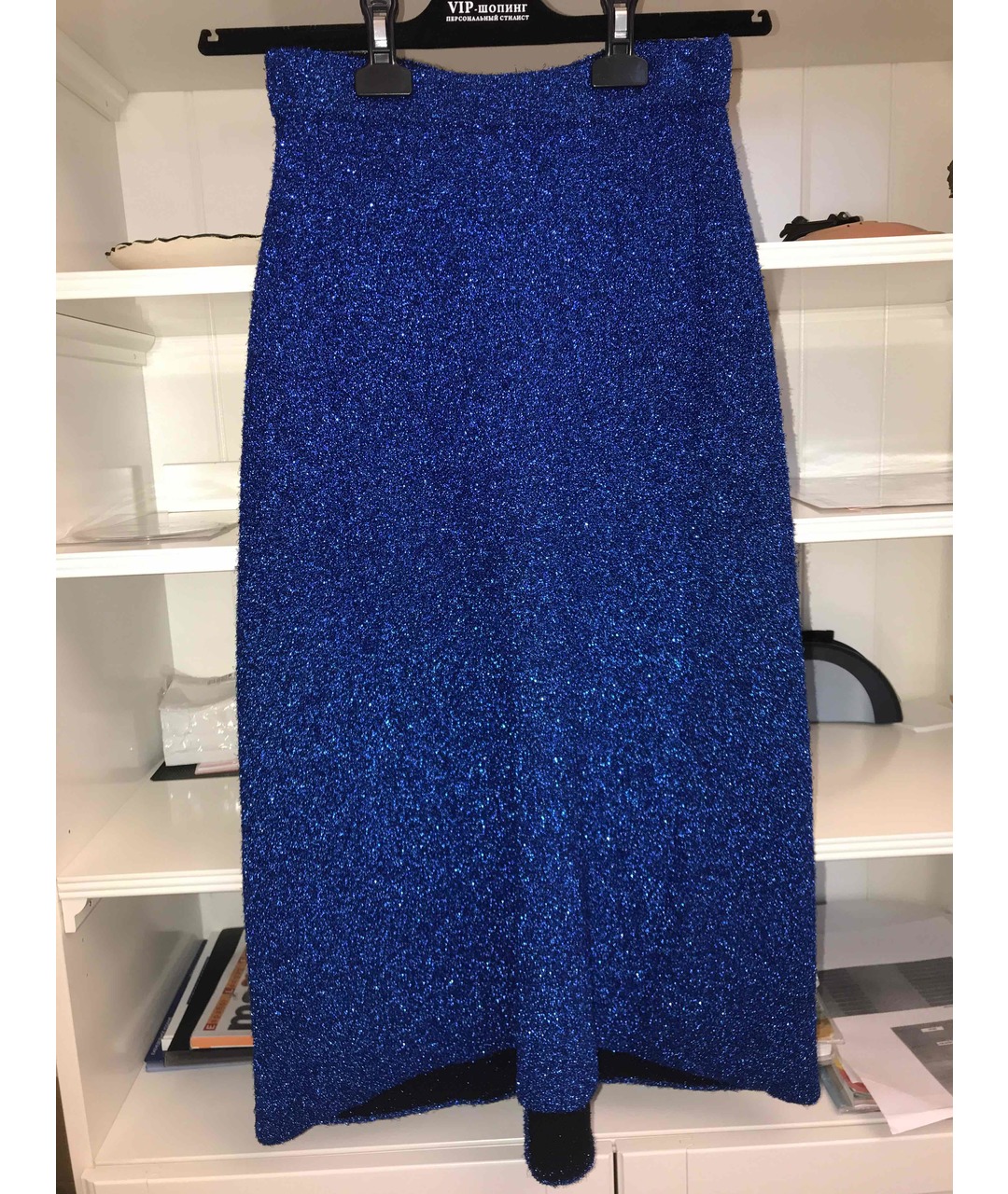 BALENCIAGA Синяя полиэстеровая юбка миди, фото 5
