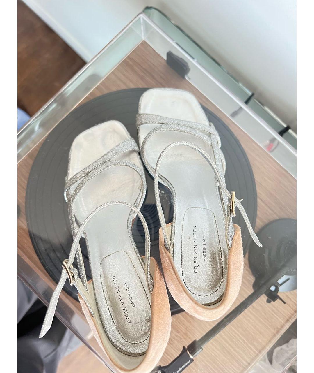 DRIES VAN NOTEN Коралловые замшевые босоножки, фото 2