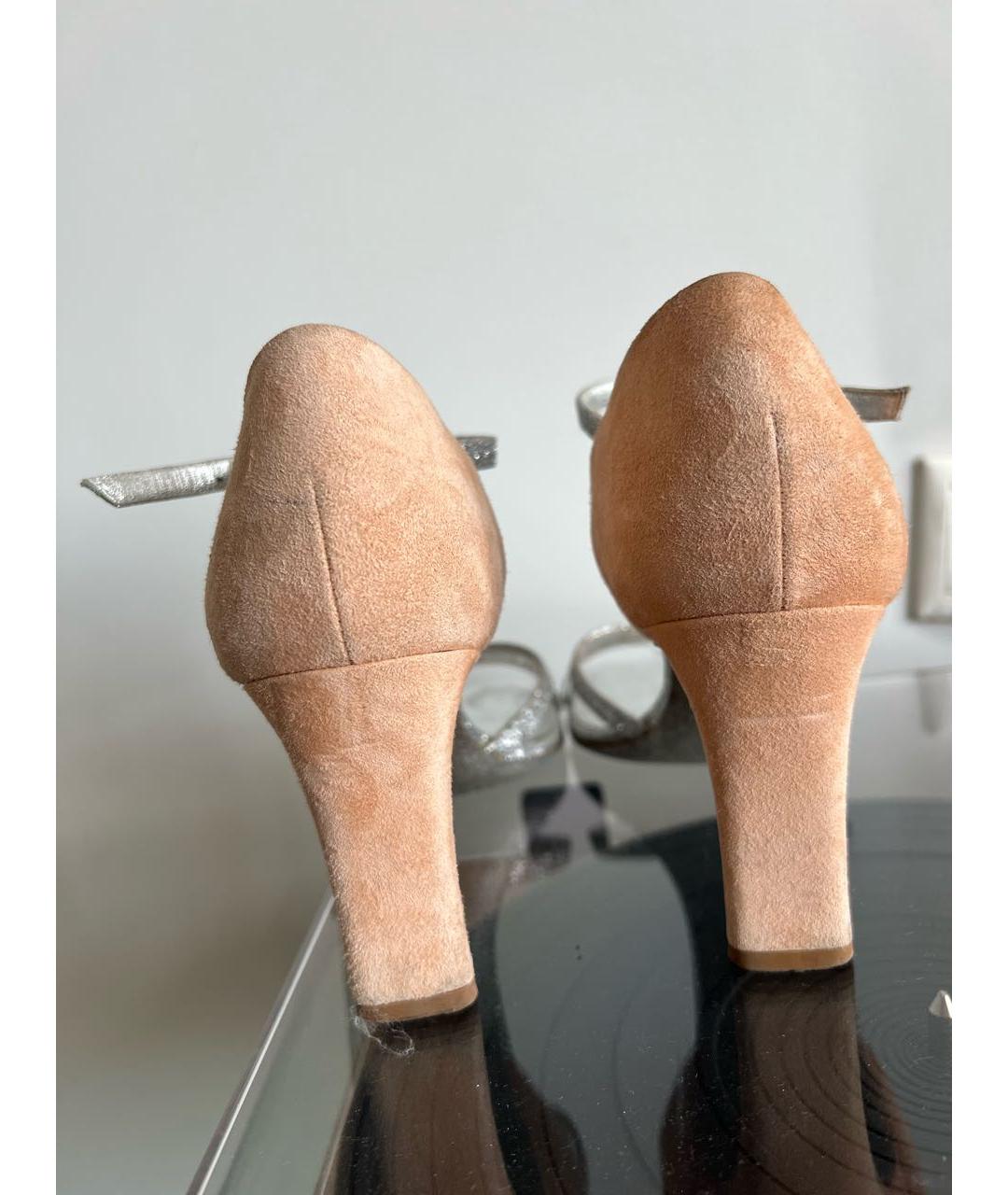 DRIES VAN NOTEN Коралловые замшевые босоножки, фото 6