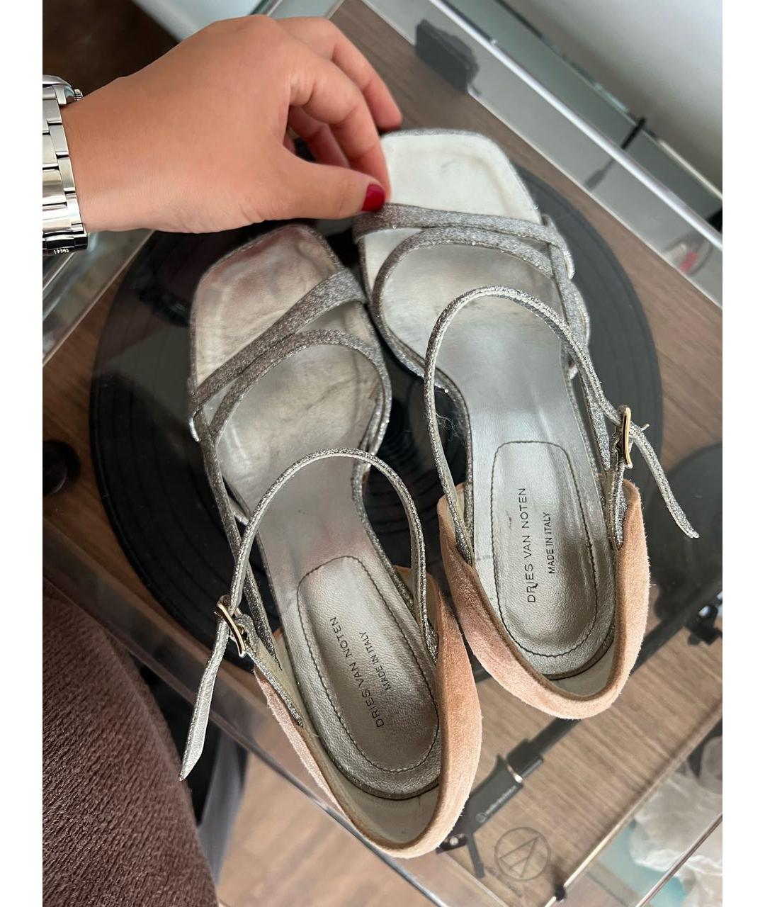 DRIES VAN NOTEN Коралловые замшевые босоножки, фото 5