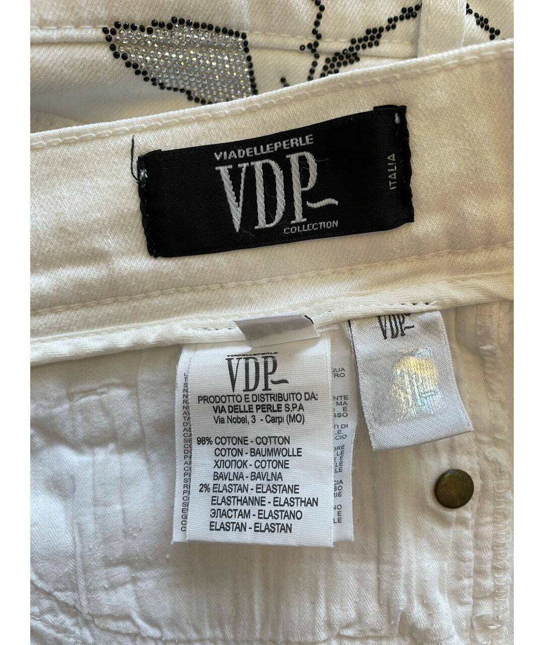VDP Белые хлопко-эластановые шорты, фото 7