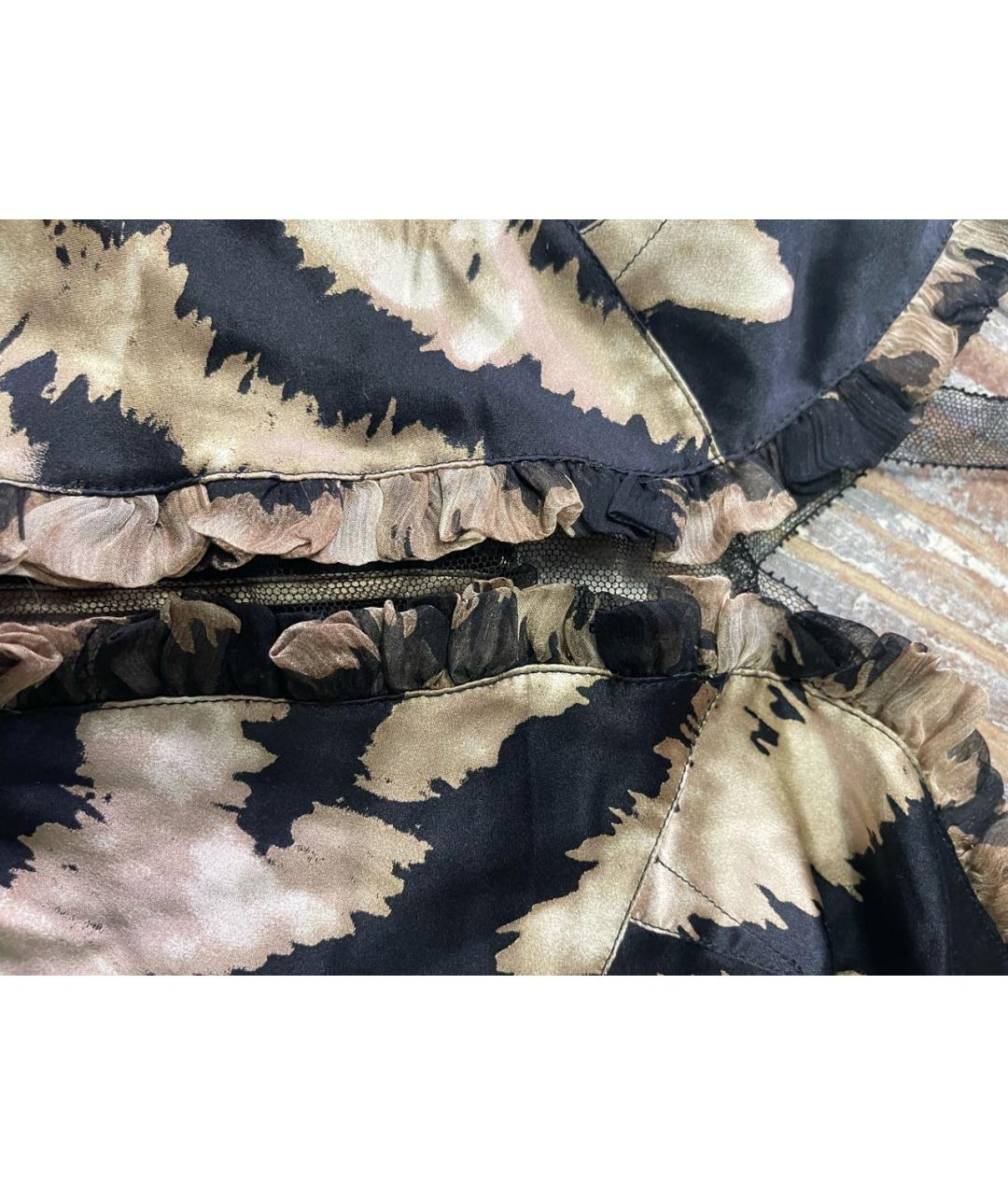 ROBERTO CAVALLI Коричневая шелковая майка, фото 2