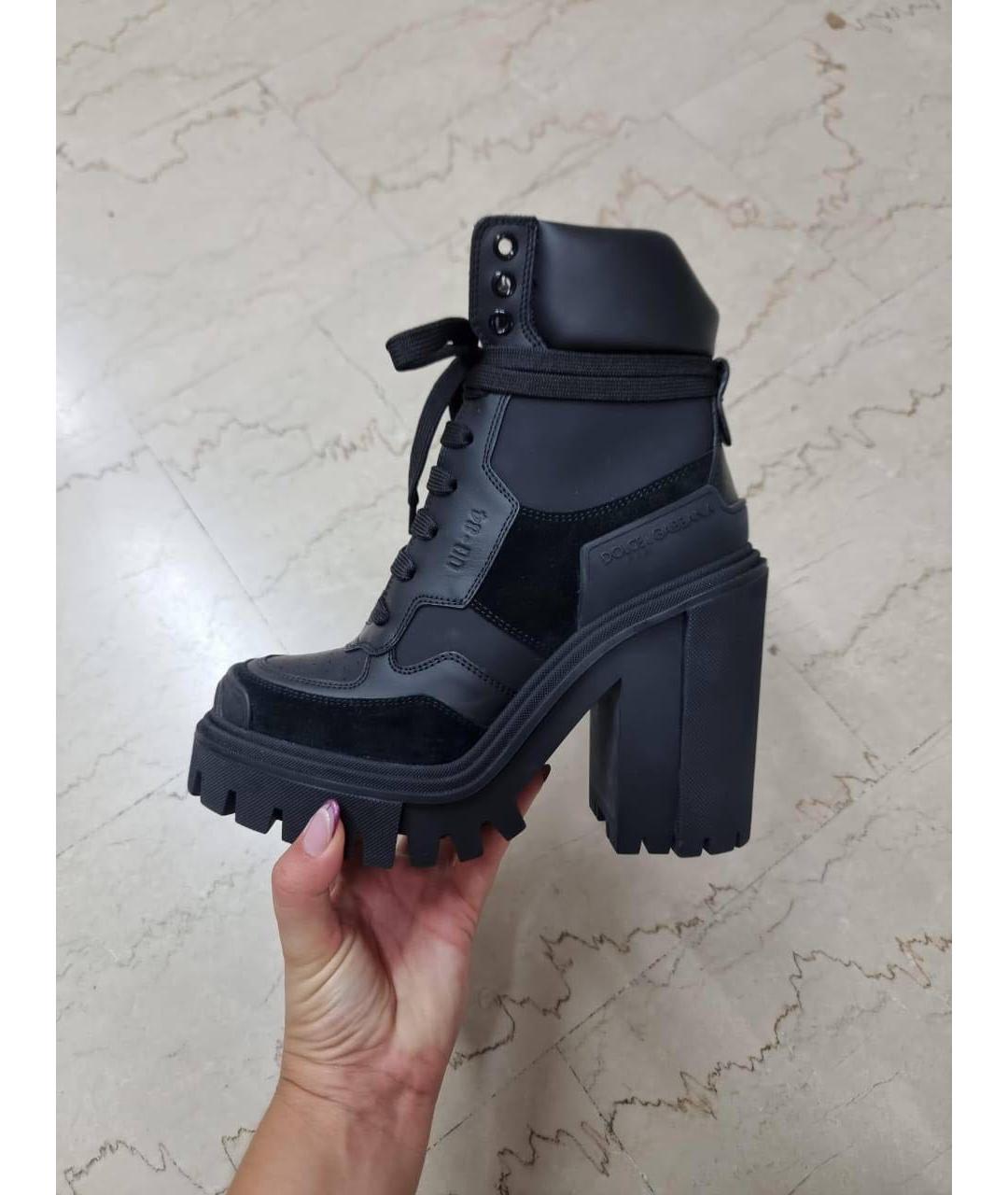 DOLCE&GABBANA Черные кожаные ботинки, фото 3