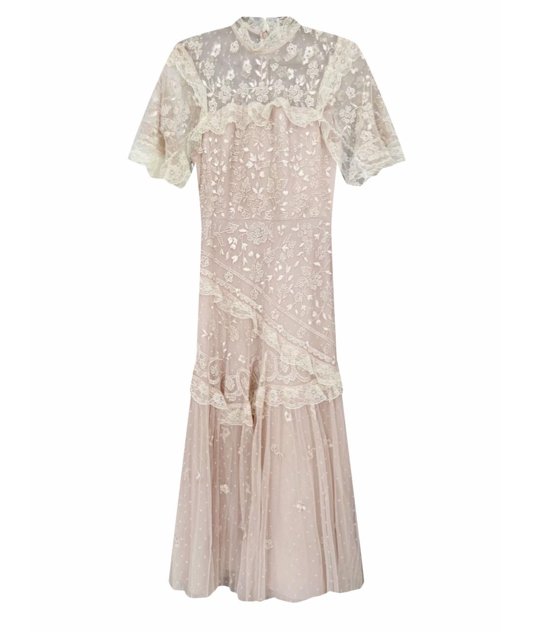 NEEDLE & THREAD Розовое кружевное вечернее платье, фото 1