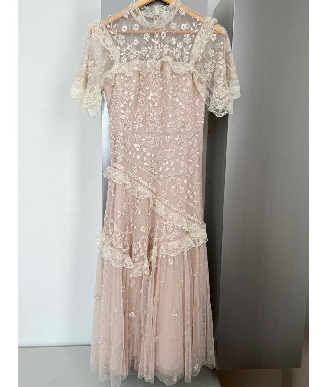 NEEDLE & THREAD Розовое кружевное вечернее платье, фото 5