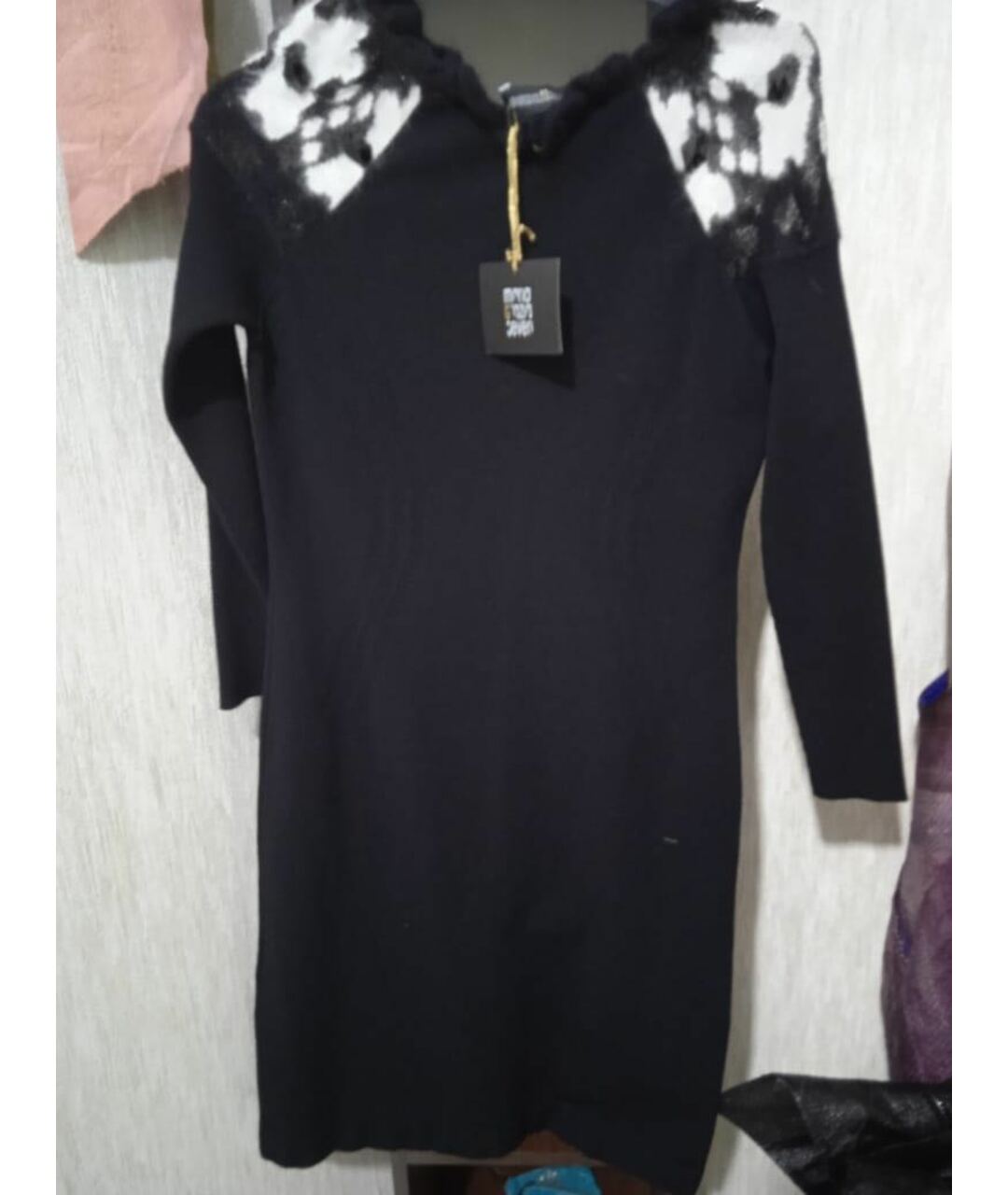 MARIA GRAZIA SEVERI Черное шерстяное коктейльное платье, фото 2
