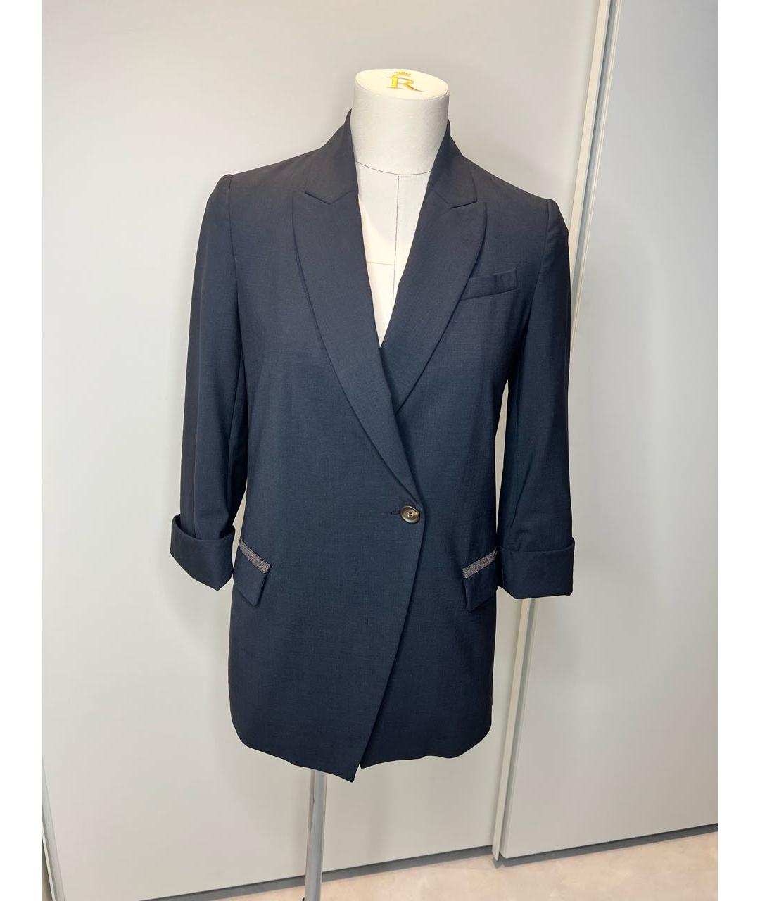 BRUNELLO CUCINELLI Темно-синий костюм с брюками, фото 9